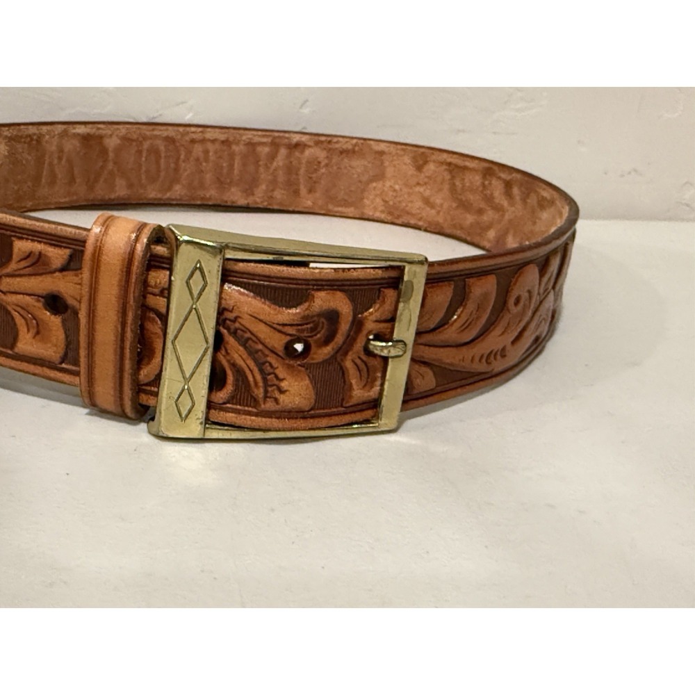 Vintage Rockmount Wyoming Tooled Leather Western Belt 32 Floral Saddle Cowboy